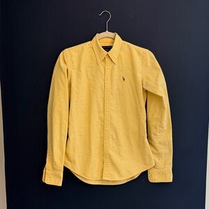 Ralph Lauren butter Yellow Slim Fit Button Down Shirt Size 2 Cotton Oxford